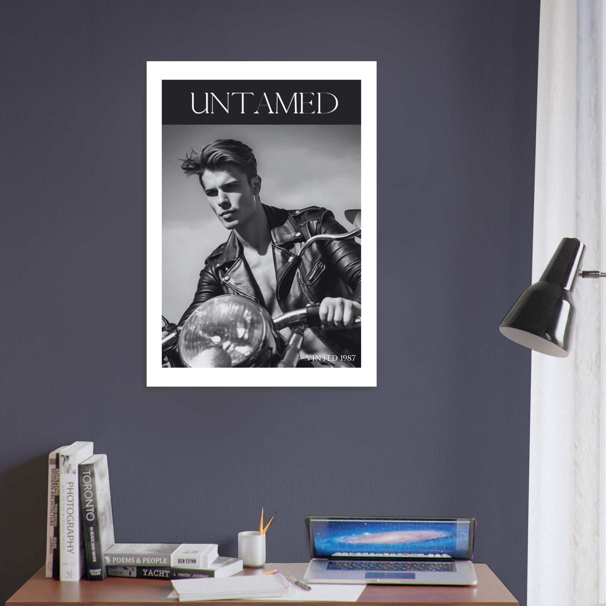 Untamed Retro Motorcycle Poster - Black & White Wall Art for Cool Spaces