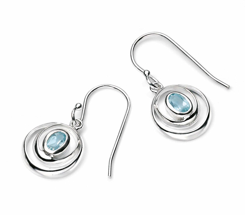 Sky Blue Topaz Double Loop Earrings | Sterling Silver by Gecko Jewellery