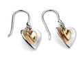 Gecko Jewellery Double Heart Earrings - Sterling Silver & Yellow Gold
