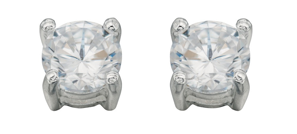 Gecko Jewellery 5mm Round Cubic Zirconia Sterling Silver Stud Earrings