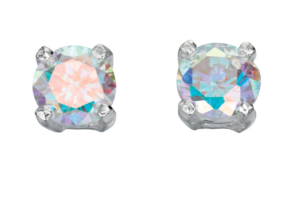 Gecko Jewellery Rainbow Cubic Zirconia 4mm Sterling Silver Studs
