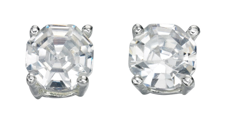 Gecko Jewellery Sterling Silver Faceted Cubic Zirconia Stud Earrings