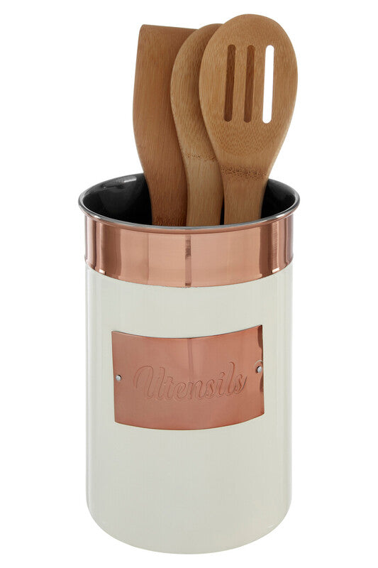 Orsina Prescott Utensil Holder – Cream and Copper Stainless Steel