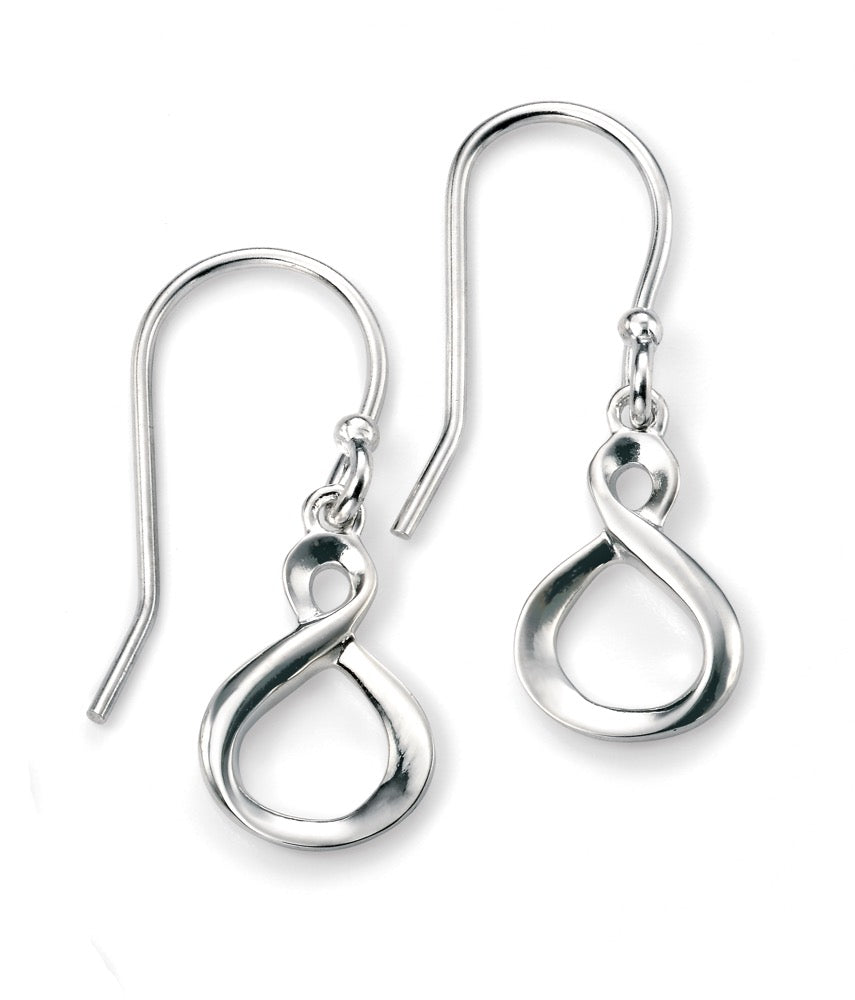 Gecko Jewellery Sterling Silver Infinity Loop Drop Earrings for Women