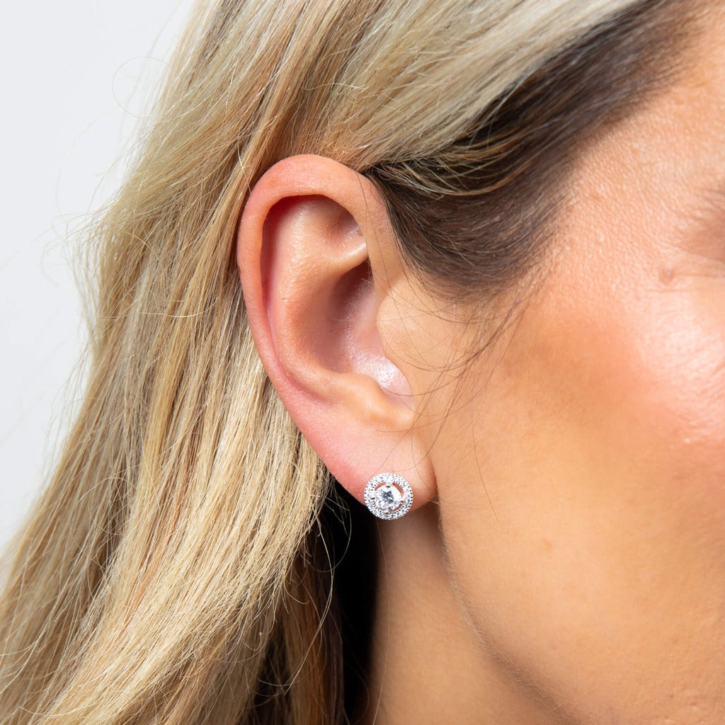 Gecko Jewellery Pave Set Cluster Stud Earrings in Sterling Silver