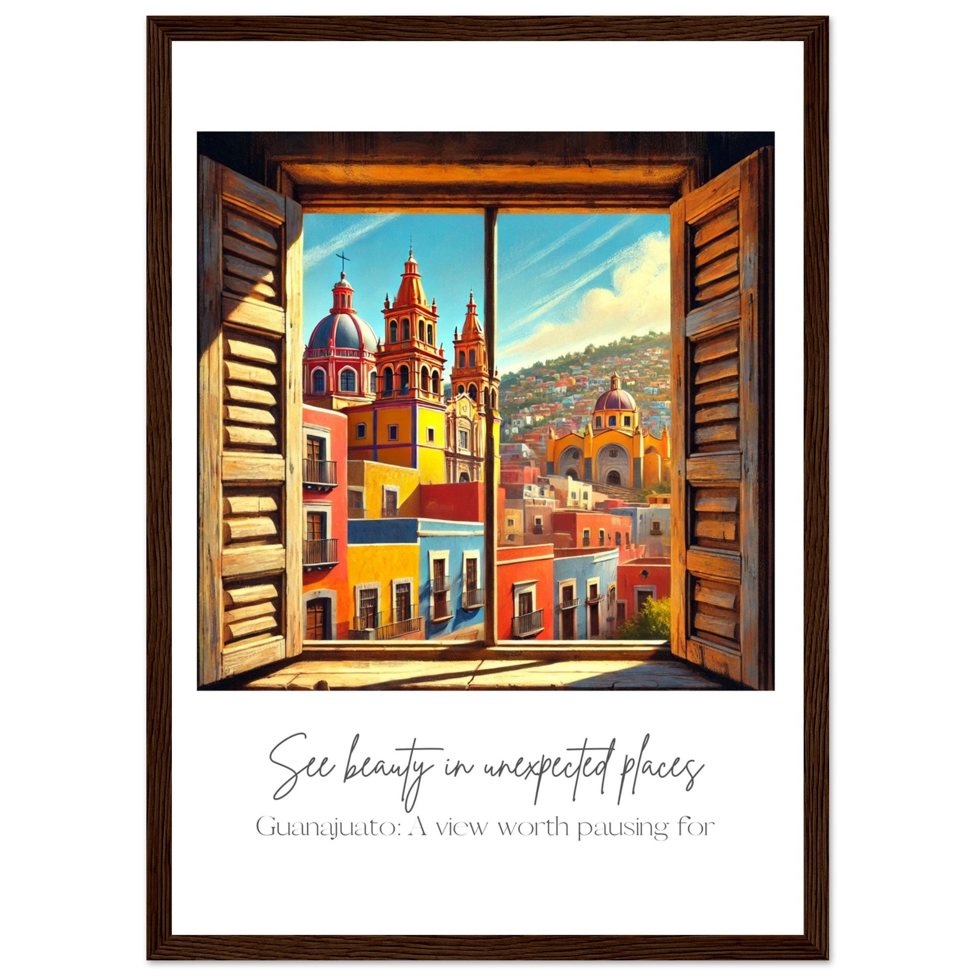 Guanajuato Mexico Framed Wall Art – Colourful Cityscape Travel Print, Spanish Architecture Decor, Vibrant Mexican Poster