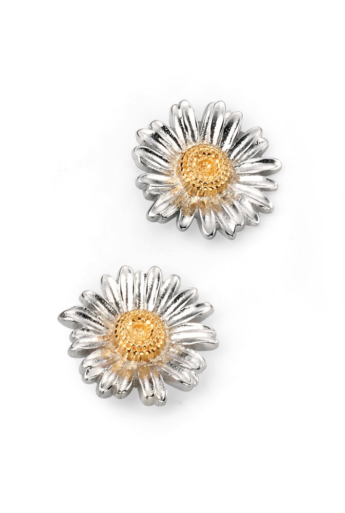 Gecko Jewellery Yellow Gold and Rhodium Plated Daisy Stud Earrings