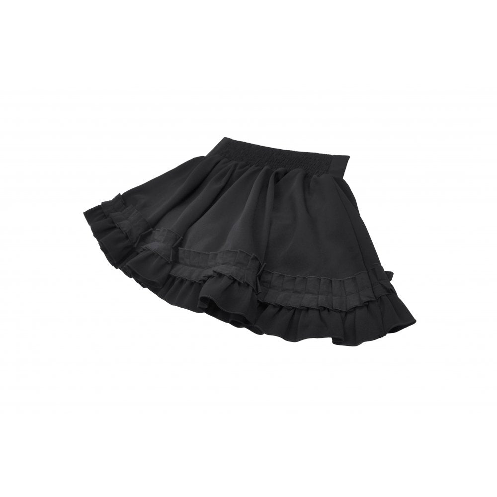 Dark in Love Black Ruffled Mini Skirt – High-Waisted Lolita Style