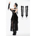 Dark in Love Erzebeth Gothic Arm Warmers – Black Lace-Up Gloves