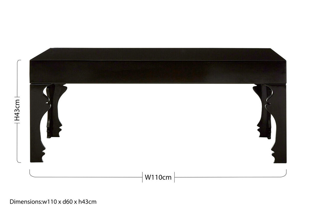 Orsina Luis Black High Gloss Coffee Table – Rectangular Wooden Design
