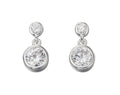 Gecko Jewellery Sterling Silver Round Double Drop Cubic Zirconia Earrings