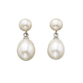Gecko Jewellery Double Drop Pearl Stud Earrings for Bridal and Formal