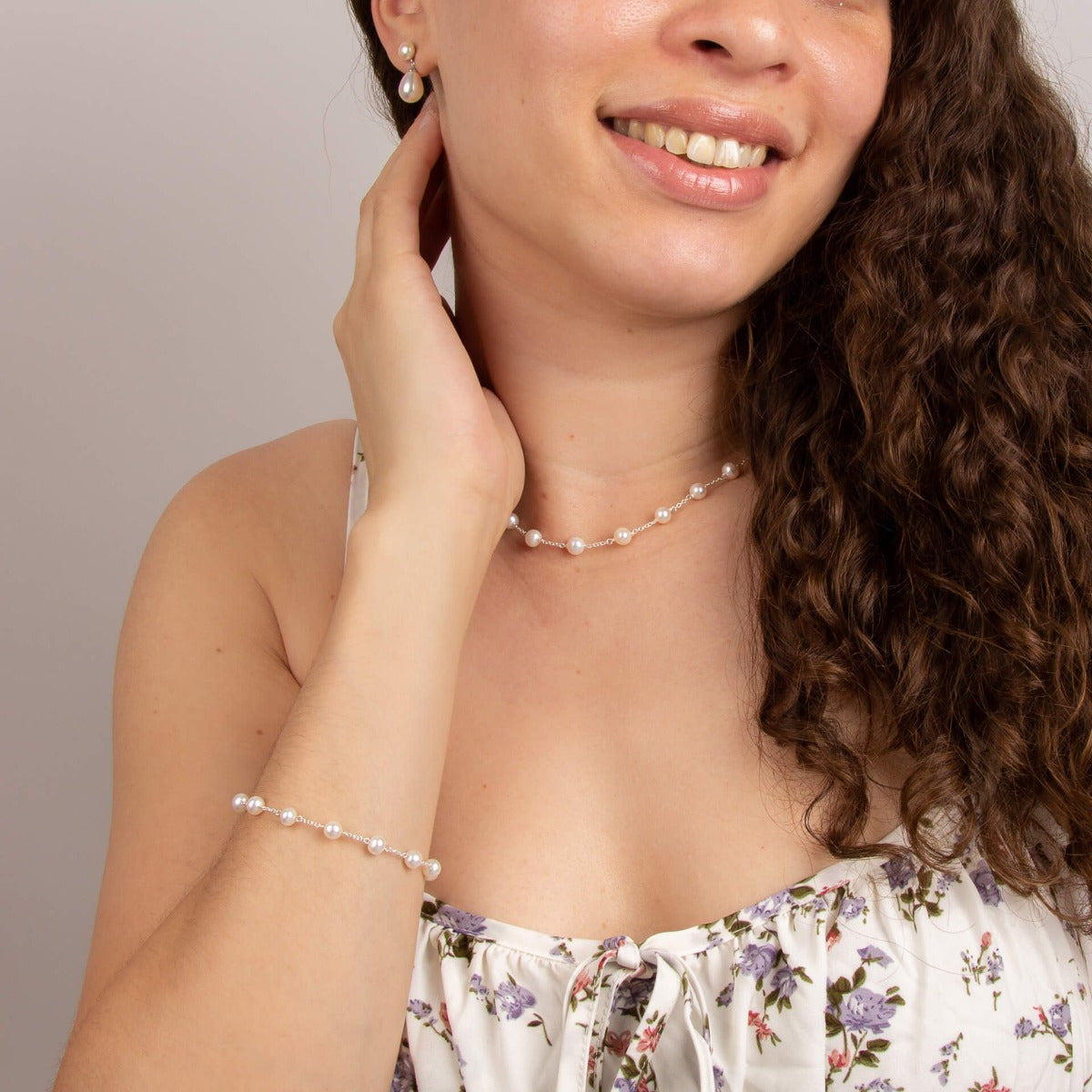 Gecko Jewellery Double Drop Pearl Stud Earrings for Bridal and Formal
