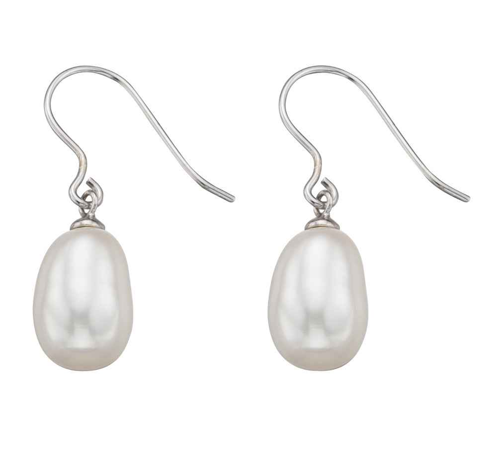 Gecko Jewellery Freshwater Shell Pearl Drop Earrings in Sterling Silver