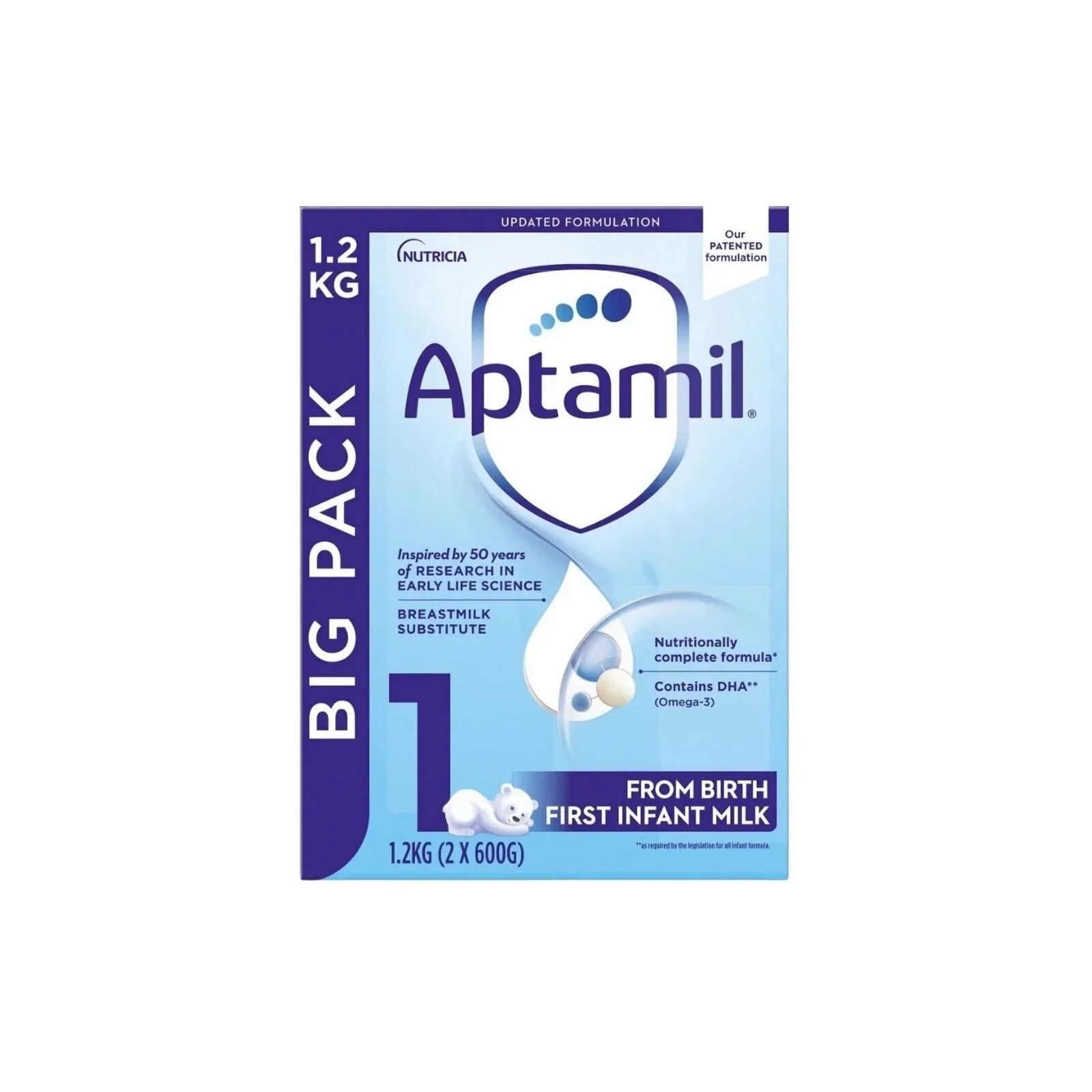 Aptamil 1 First Infant Milk Formula from Birth 1.2kg (2x600g)