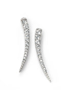 Gecko Jewellery Rhodium Plated Cubic Zirconia Curved Bar Earrings