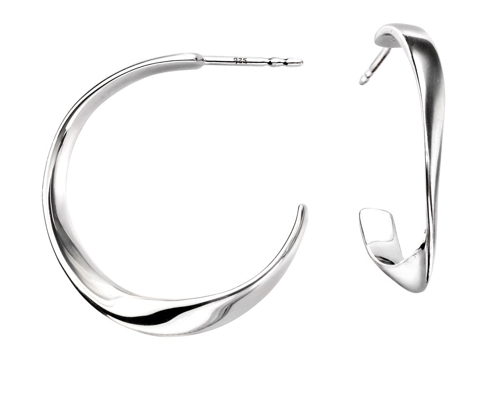 Gecko Jewellery Twisted Solid Hoop Earrings with Polished Finish