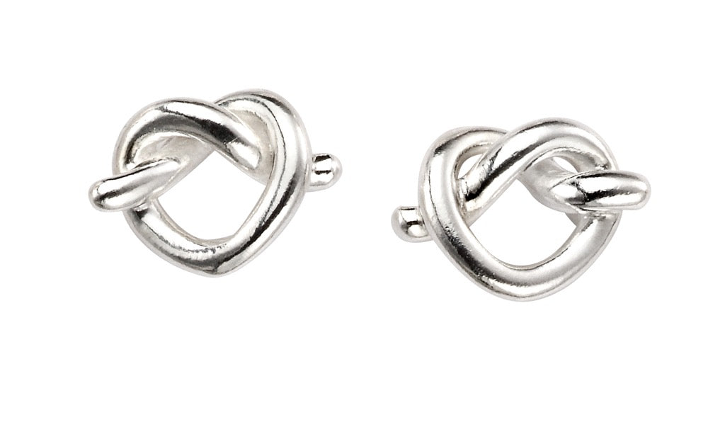 Pretzel Heart Stud Earrings | Gecko Jewellery Sterling Silver Polished