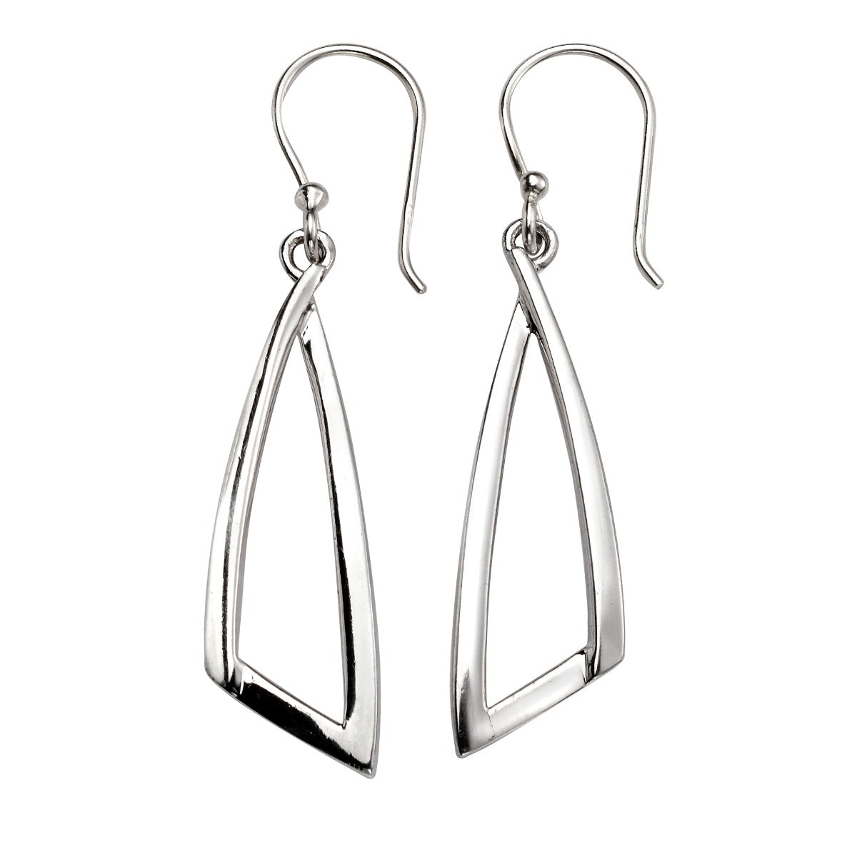 Gecko Jewellery Sterling Silver Open Abstract Triangle Drop Earrings