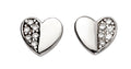 Gecko Jewellery Sterling Silver Half Pave Cubic Zirconia Heart Studs