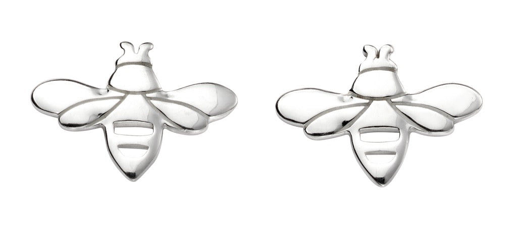 Gecko Jewellery Sterling Silver Bee Stud Earrings – Polished Finish