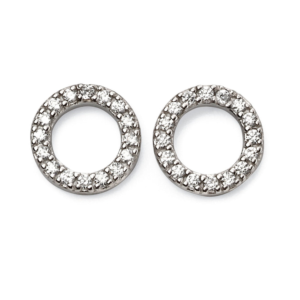 Gecko Jewellery Open Circle Pave Earrings with Cubic Zirconia