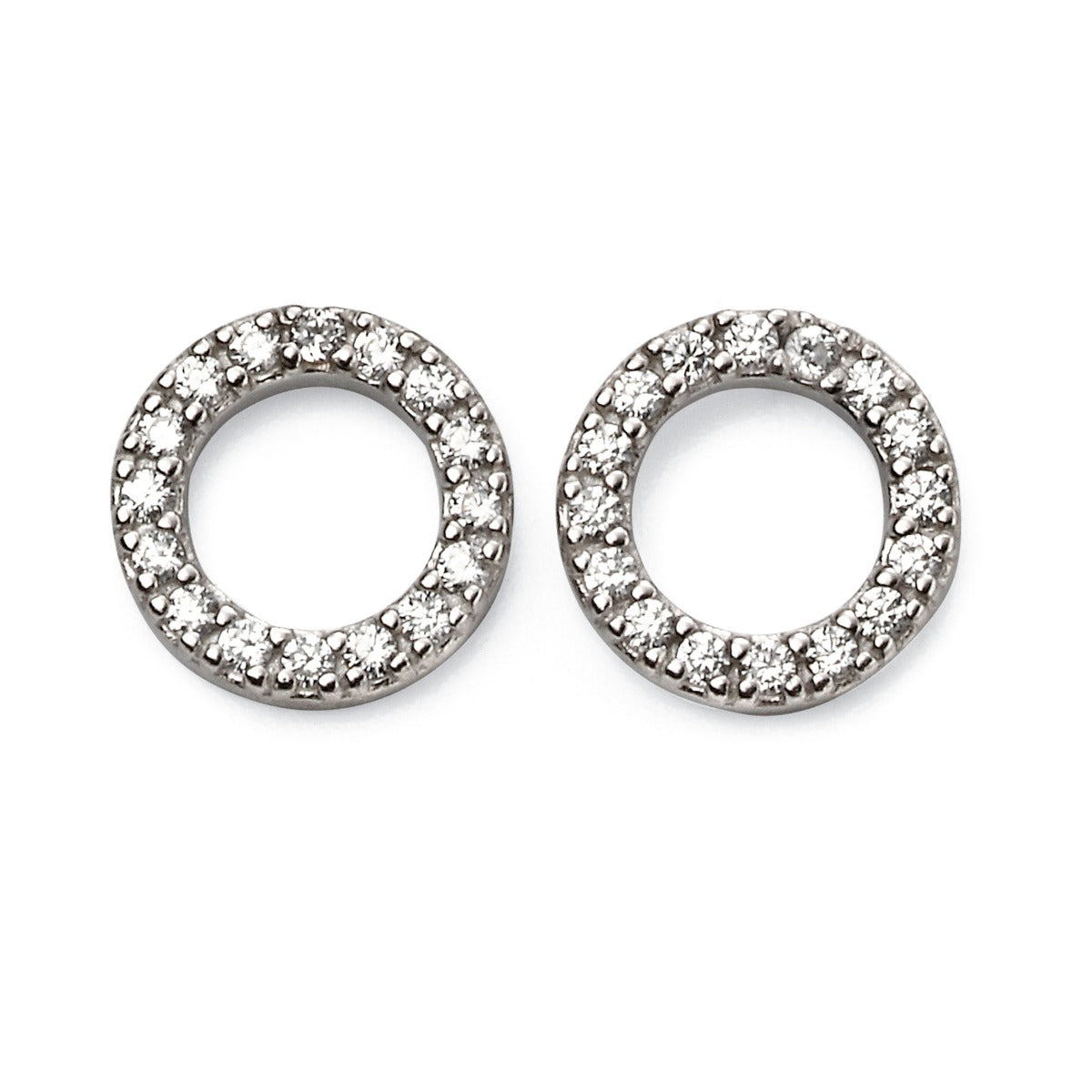 Gecko Jewellery Open Circle Pave Earrings with Cubic Zirconia