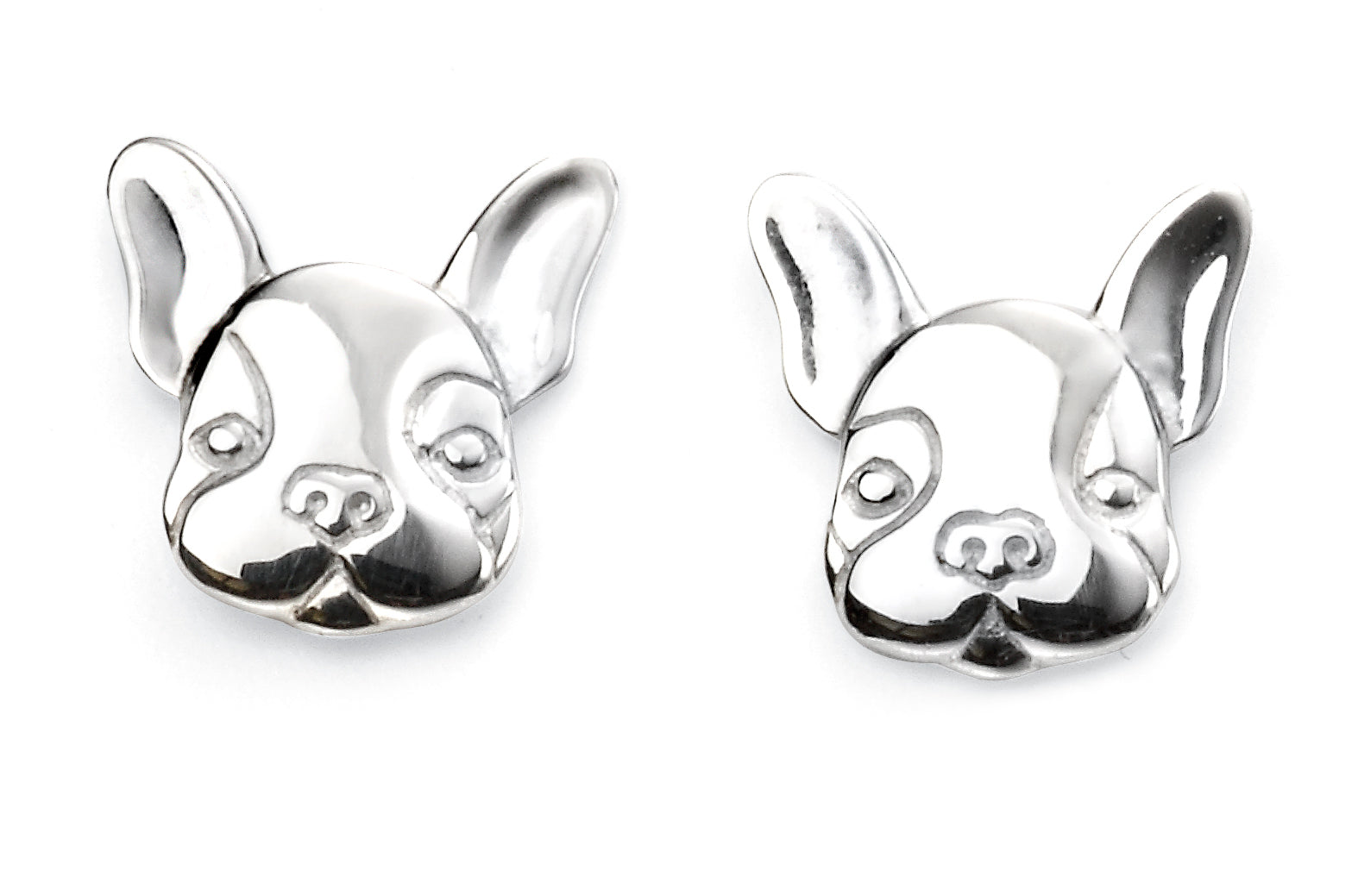 Gecko Jewellery French Bulldog Stud Earrings – Polished Silver Finish