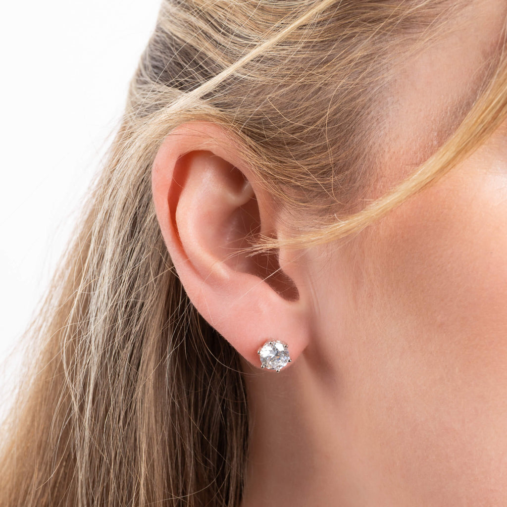 Diamonfire Six Claw Carat Stud Earrings | Sterling Silver Zirconia