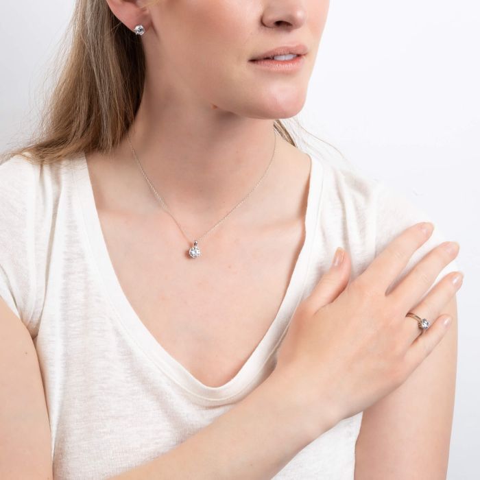 Diamonfire Six Claw Carat Ring | Sterling Silver Zirconia Solitaire