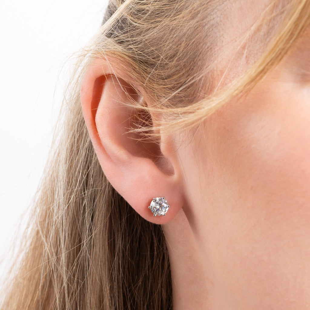 Diamonfire Six Claw Carat Stud Earrings | Sterling Silver Zirconia