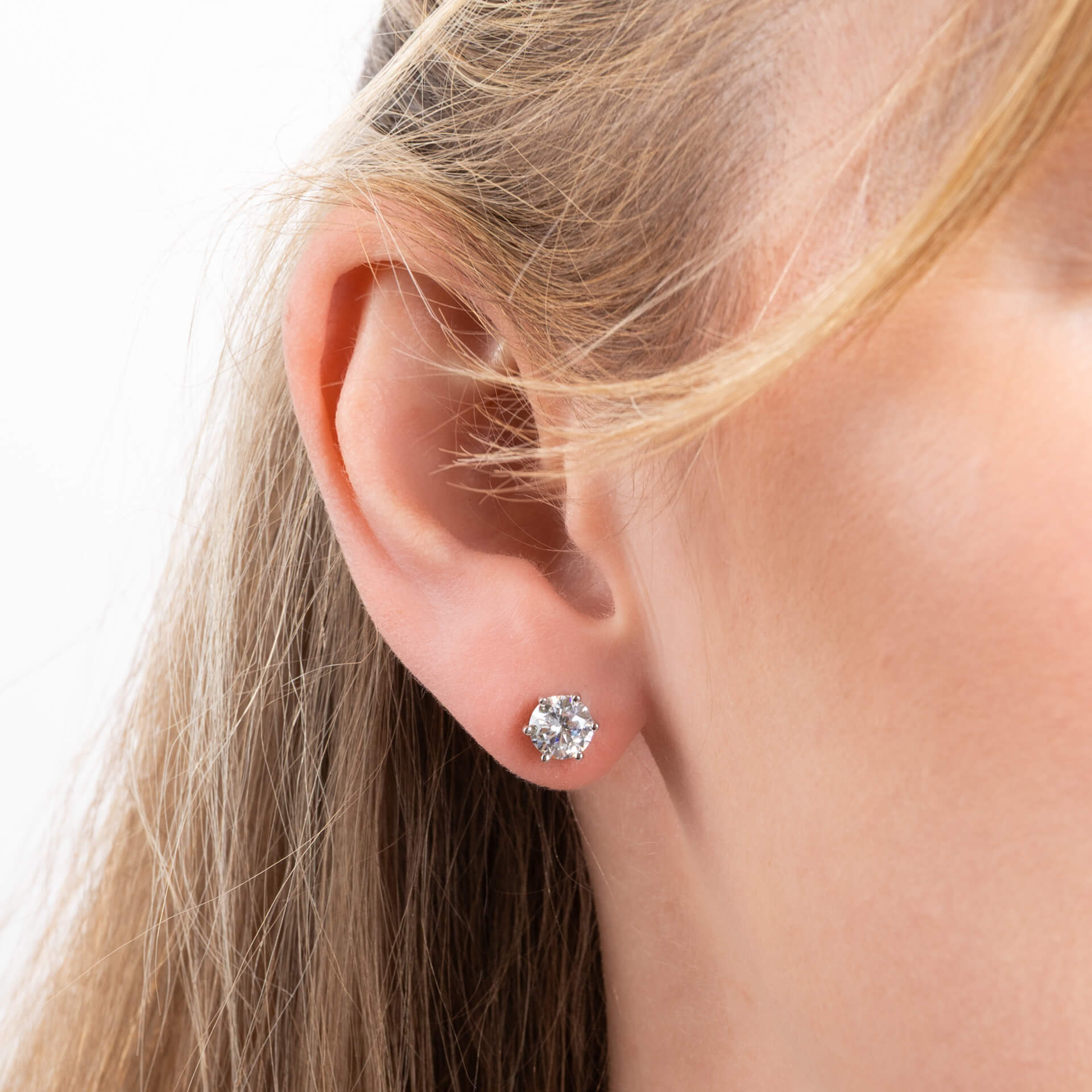 Diamonfire Six Claw Carat Stud Earrings | Sterling Silver Zirconia