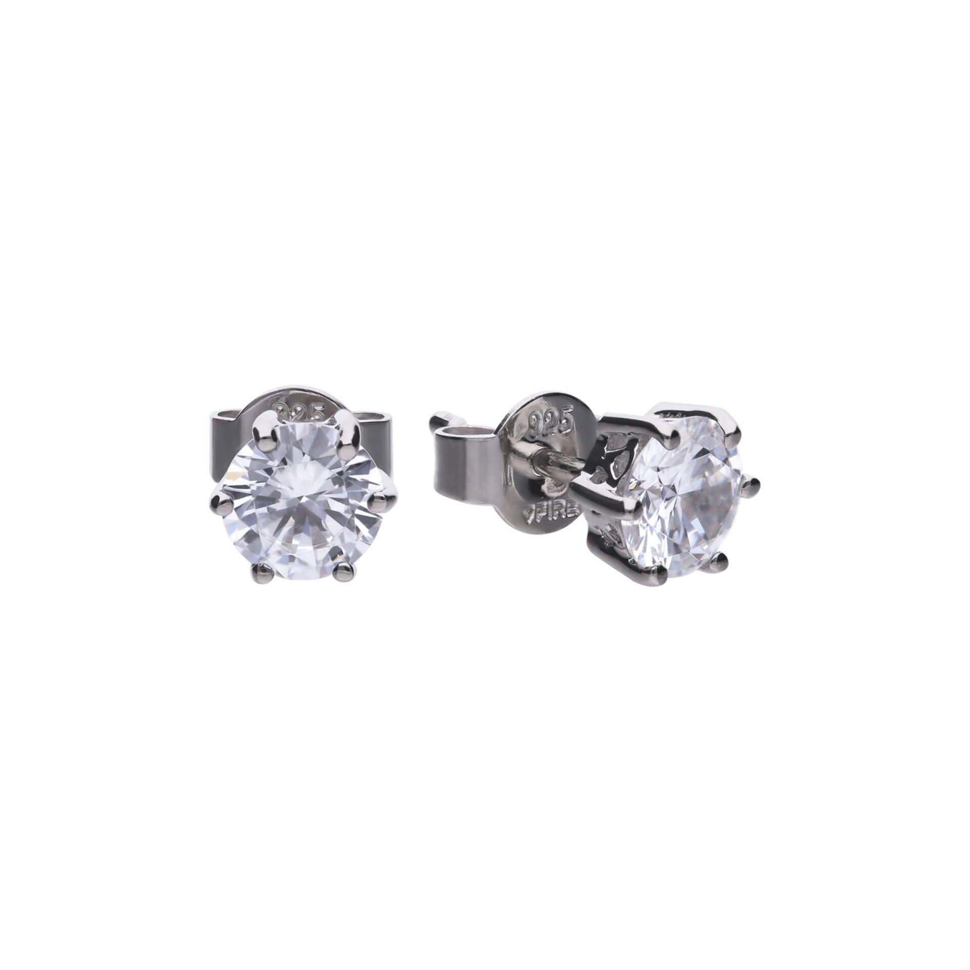 Diamonfire Six Claw Carat Stud Earrings | Sterling Silver Zirconia