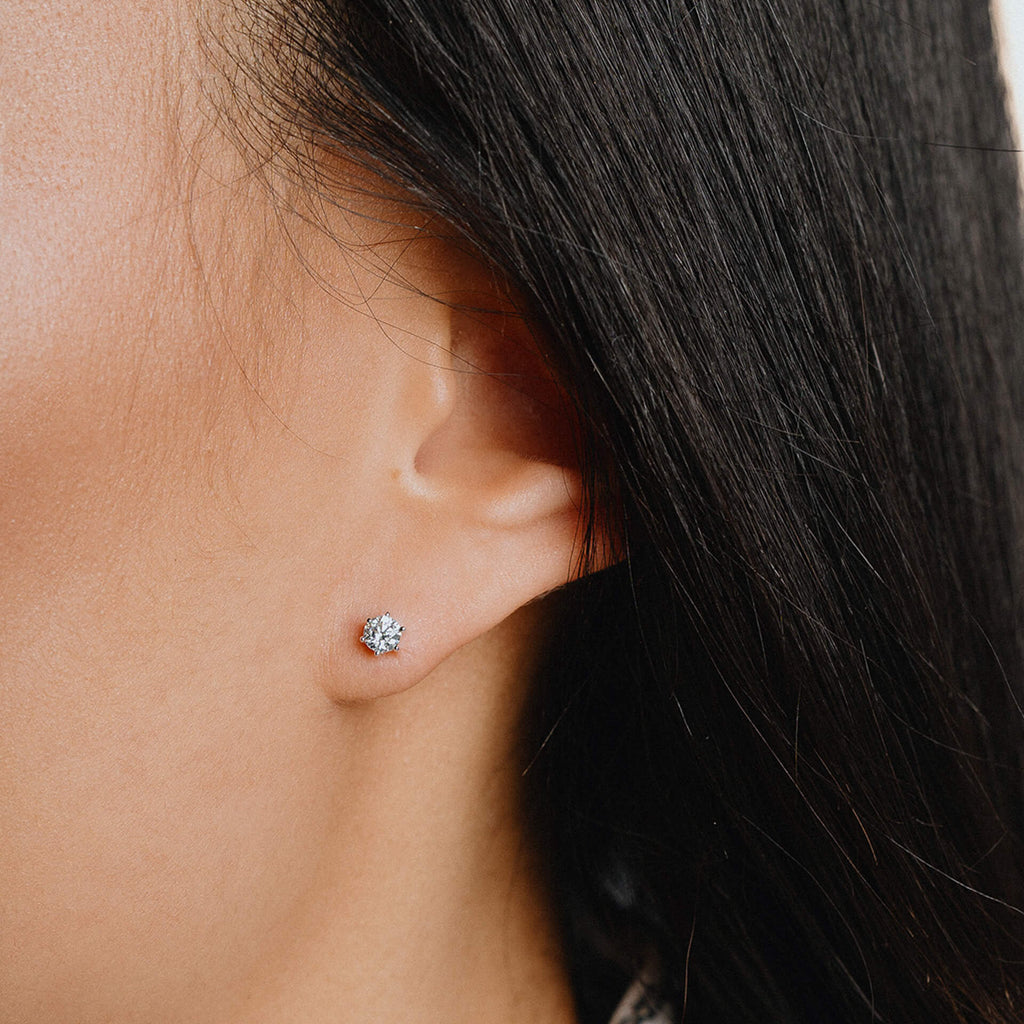 Diamonfire Six Claw Carat Stud Earrings | Sterling Silver Zirconia
