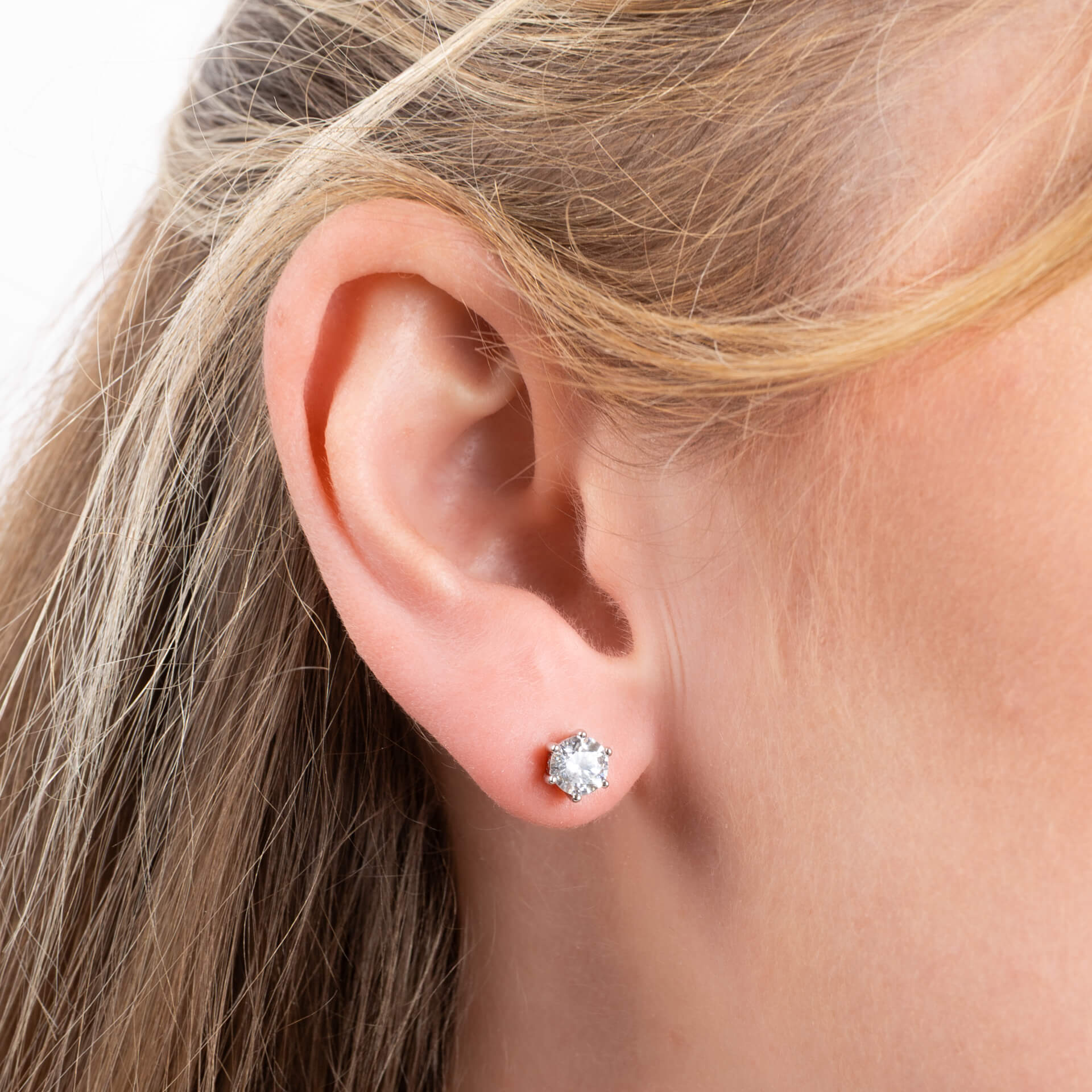Diamonfire Six Claw Carat Stud Earrings | Sterling Silver Zirconia