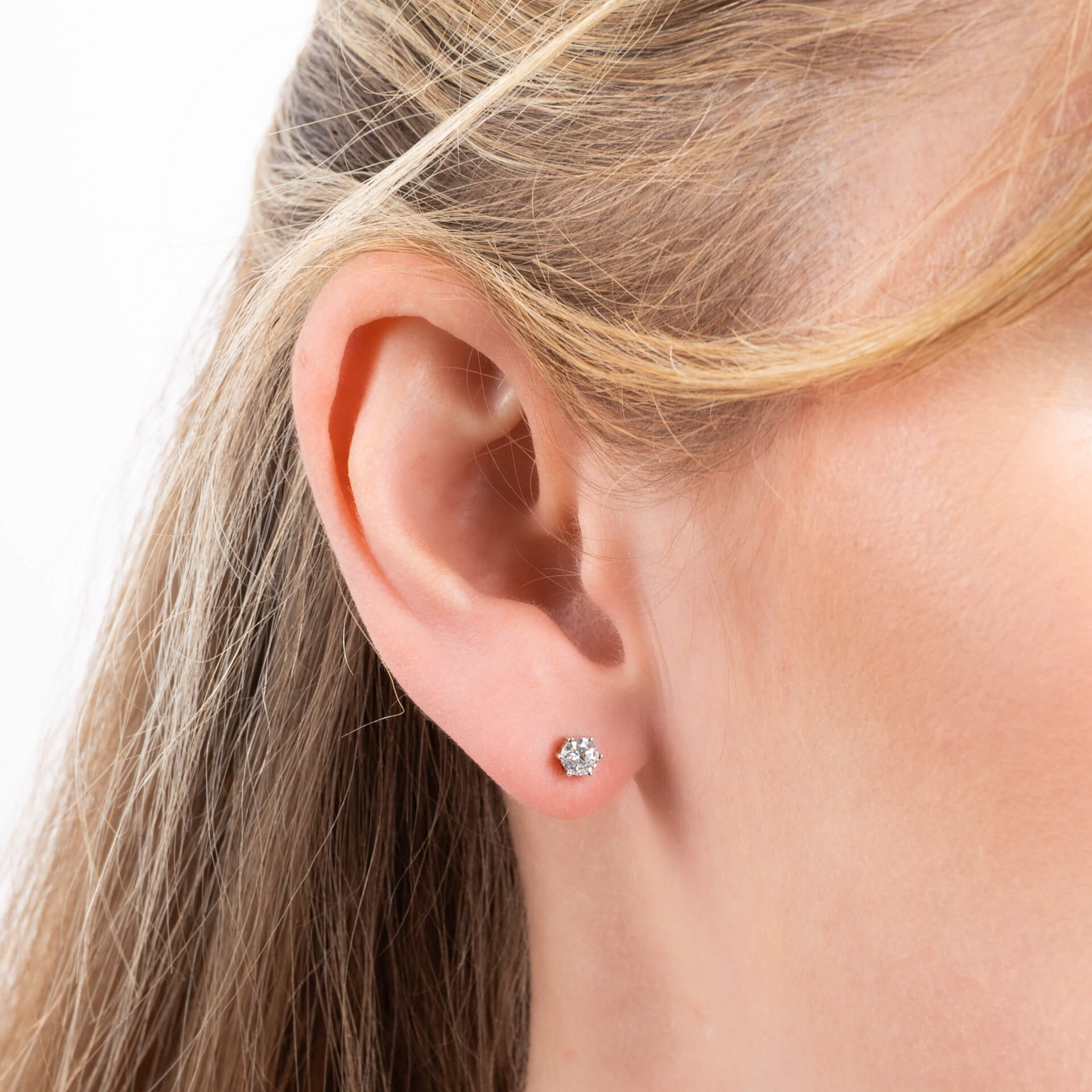 Diamonfire Six Claw Carat Stud Earrings | Sterling Silver Zirconia