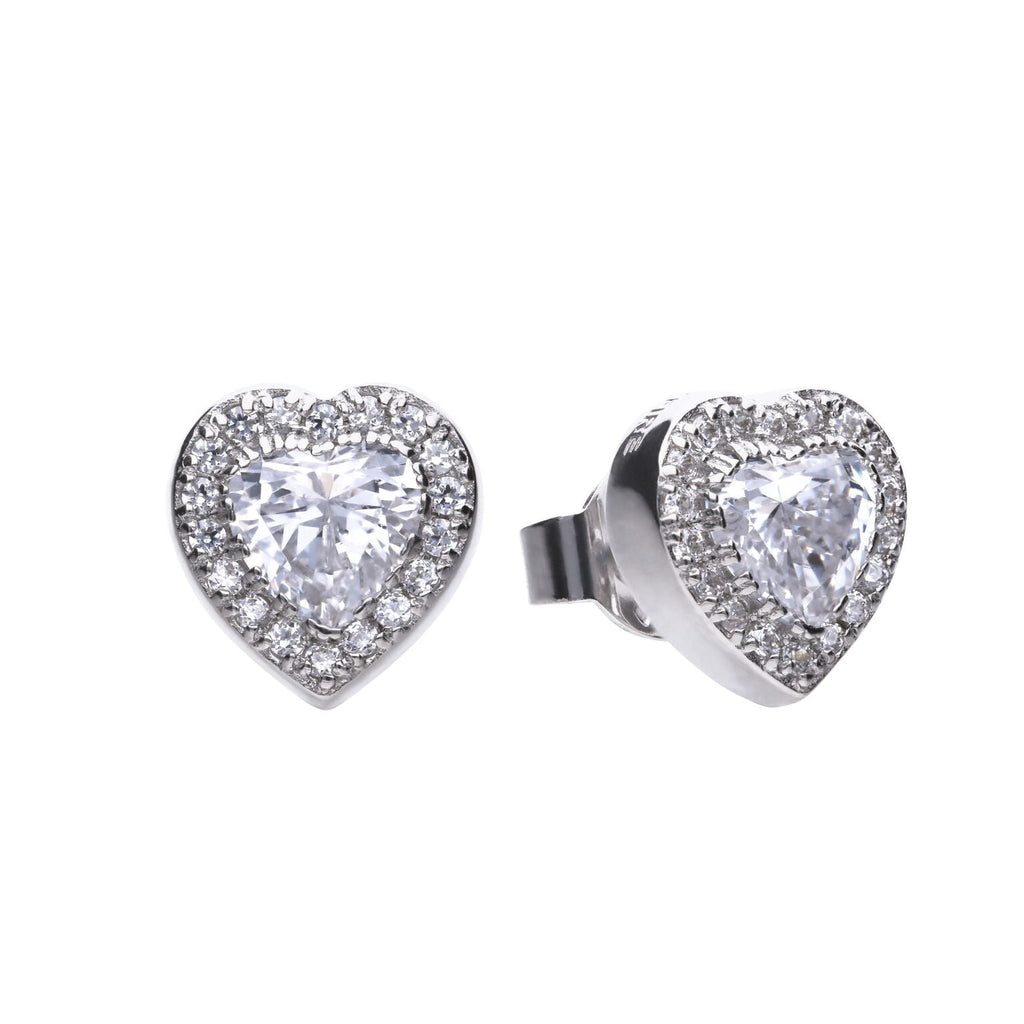 Gecko Jewellery Heart Stud Earrings | Sterling Silver Pave Zirconia