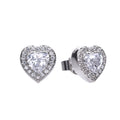 Gecko Jewellery Heart Stud Earrings | Sterling Silver Pave Zirconia