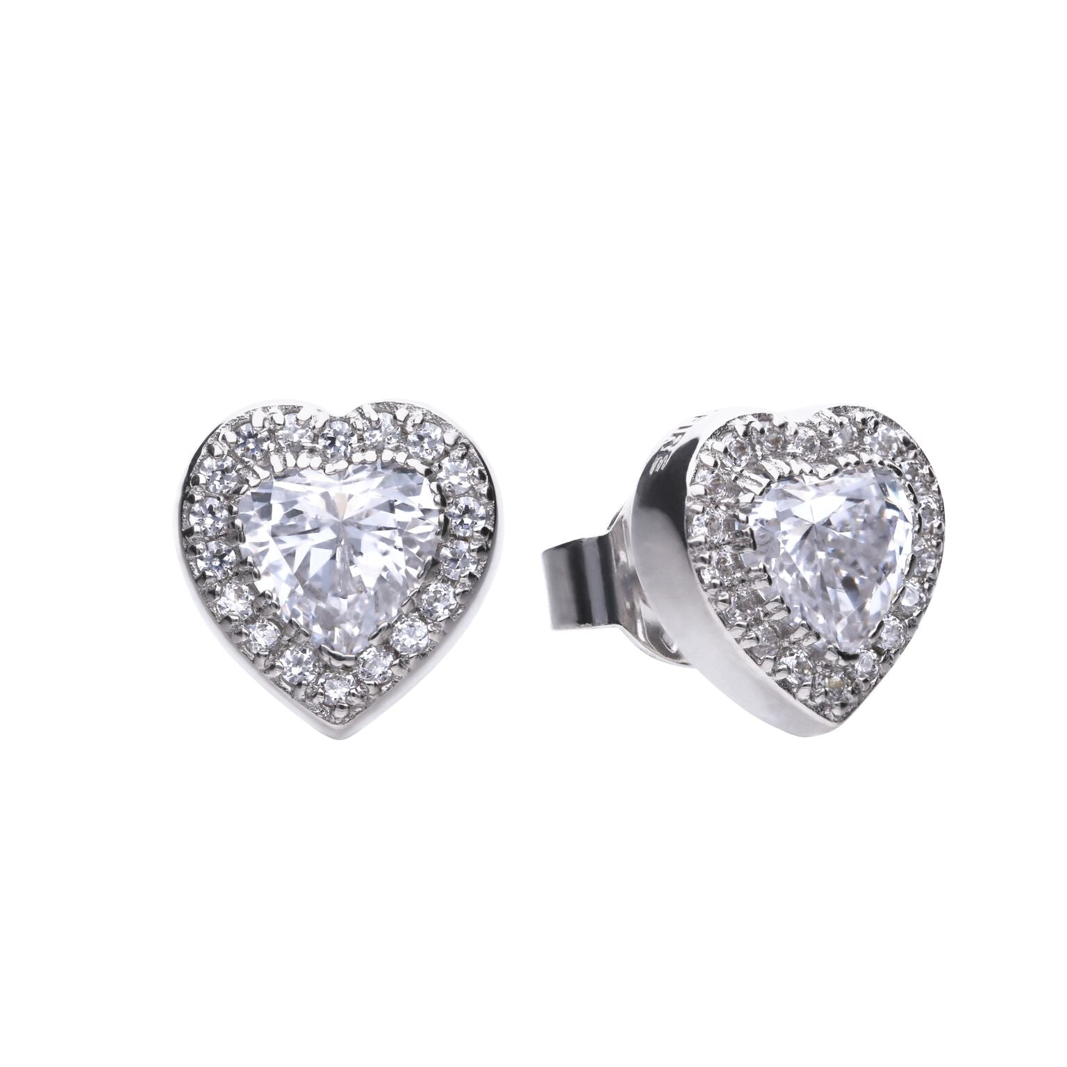 Gecko Jewellery Heart Stud Earrings | Sterling Silver Pave Zirconia