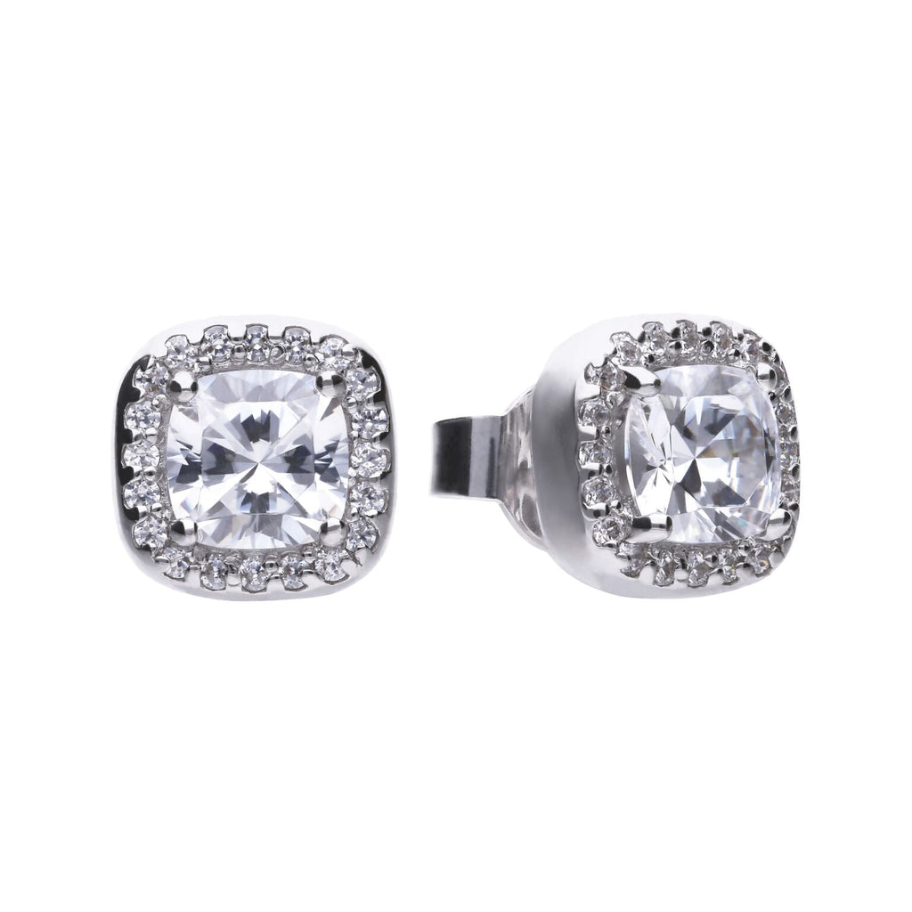 Gecko Square Pave Set Stud Earrings | Sterling Silver & Cubic Zirconia