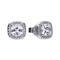 Gecko Square Pave Set Stud Earrings | Sterling Silver & Cubic Zirconia