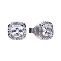 Gecko Square Pave Set Stud Earrings | Sterling Silver & Cubic Zirconia