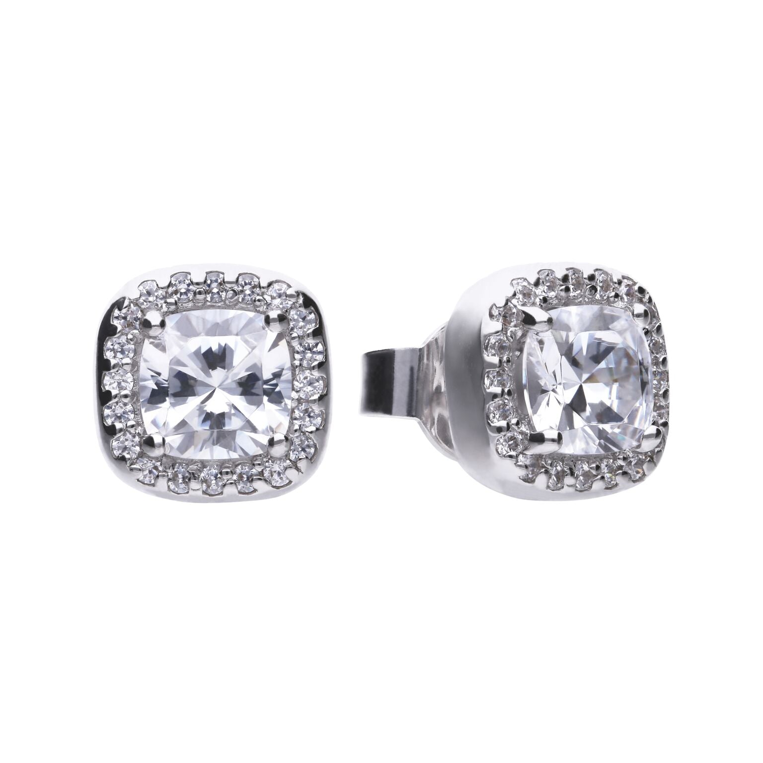 Gecko Square Pave Set Stud Earrings | Sterling Silver & Cubic Zirconia