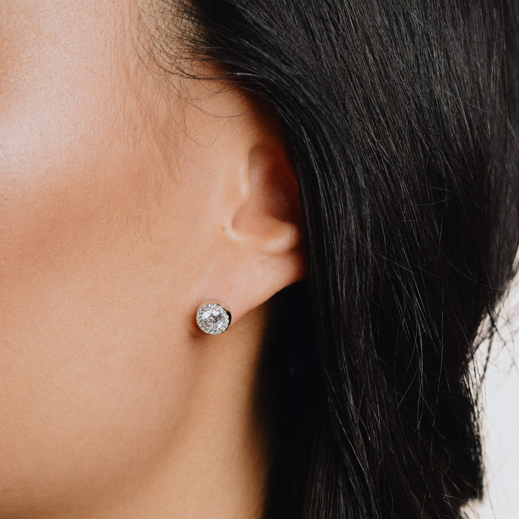 Gecko Jewellery Round Cluster Stud Earrings | Sterling Silver & Zirconia