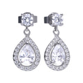 Gecko Jewellery Teardrop Zirconia Drop Earrings in Sterling Silver