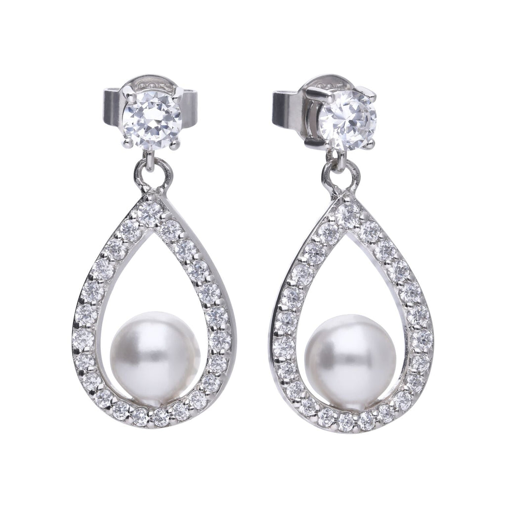 Diamonfire Shell Pearl Teardrop Earrings in Sterling Silver | Gecko