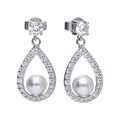 Diamonfire Shell Pearl Teardrop Earrings in Sterling Silver | Gecko