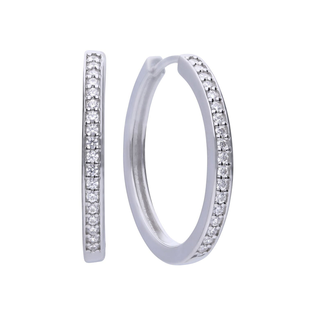 Diamonfire Zirconia Hoop Earrings – Sterling Silver Classic Creoles