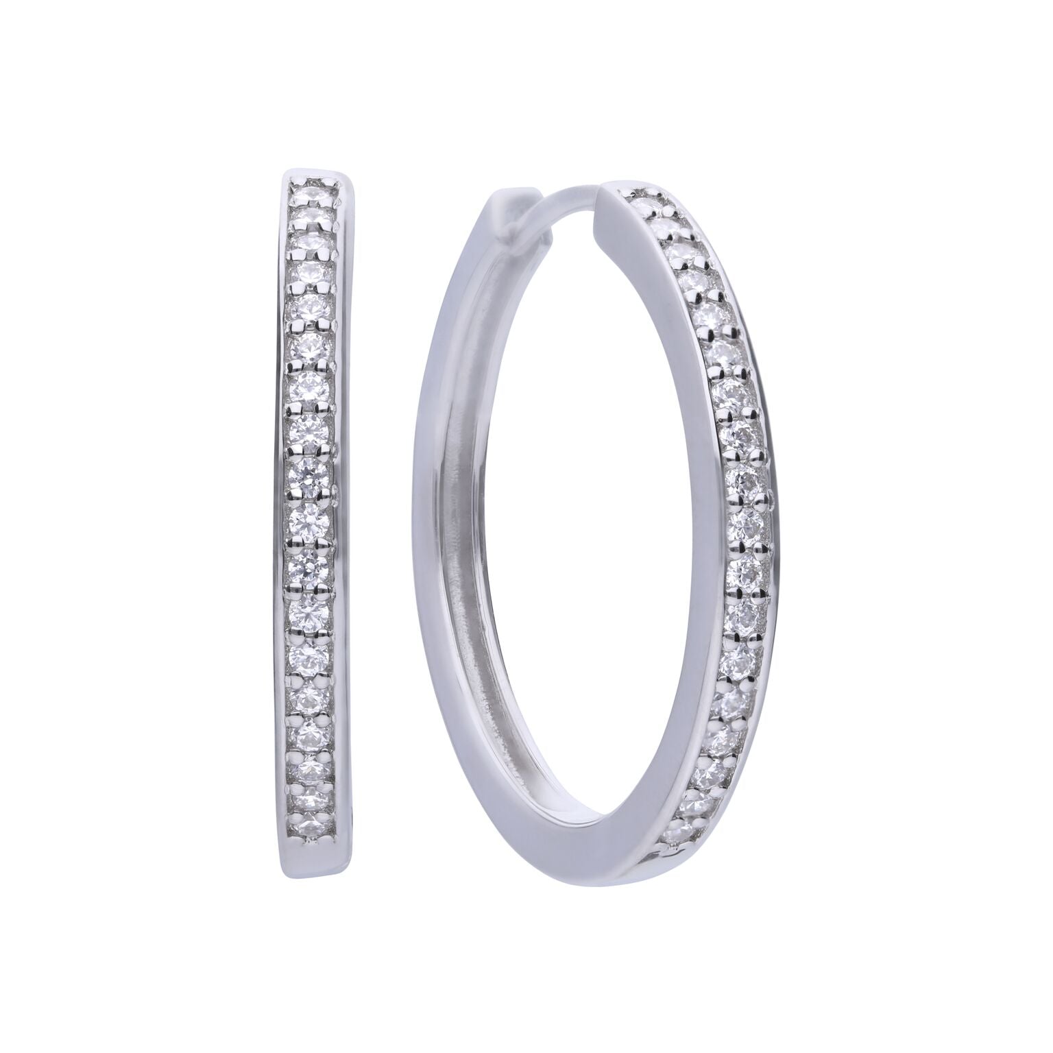Diamonfire Zirconia Hoop Earrings – Sterling Silver Classic Creoles