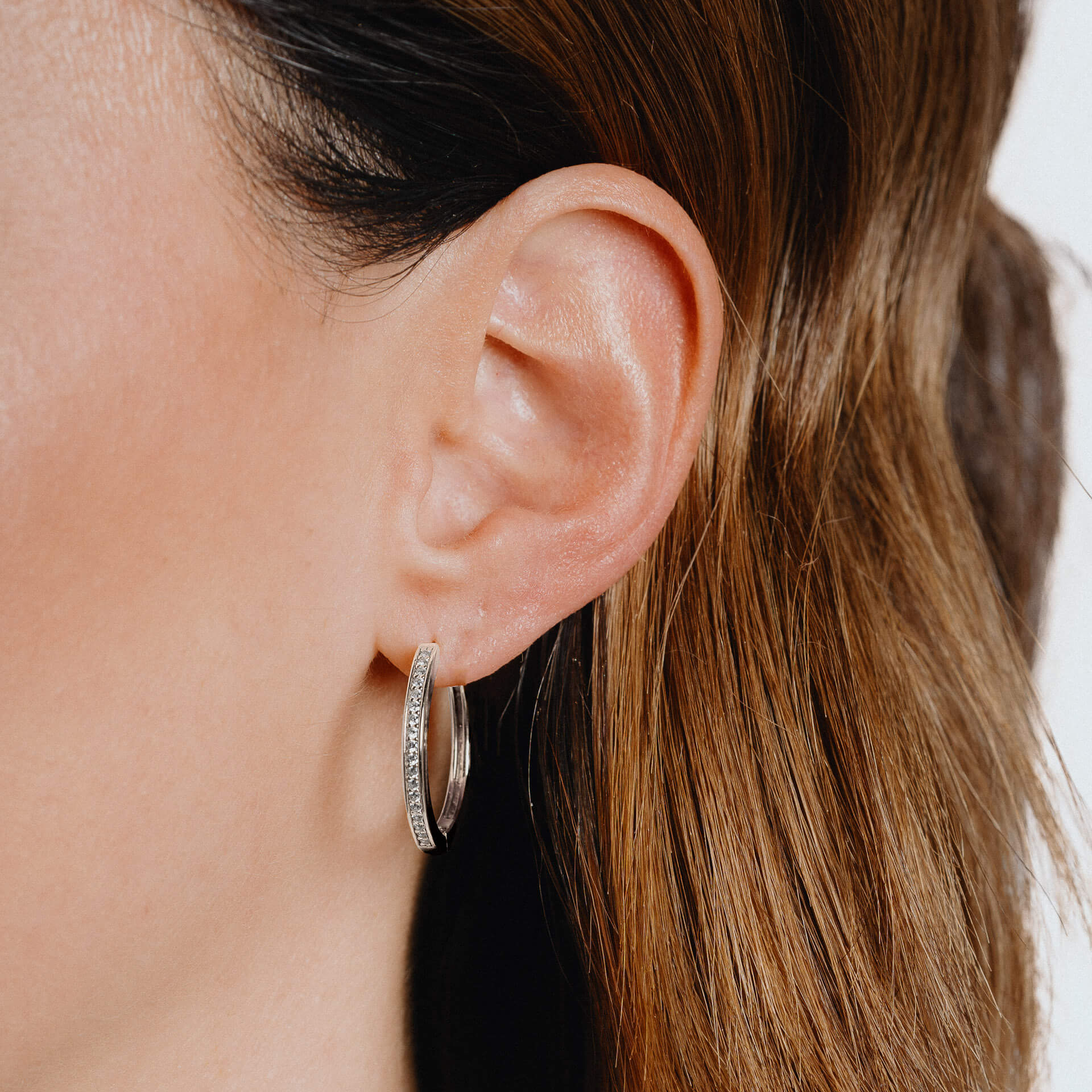 Diamonfire Zirconia Hoop Earrings – Sterling Silver Classic Creoles
